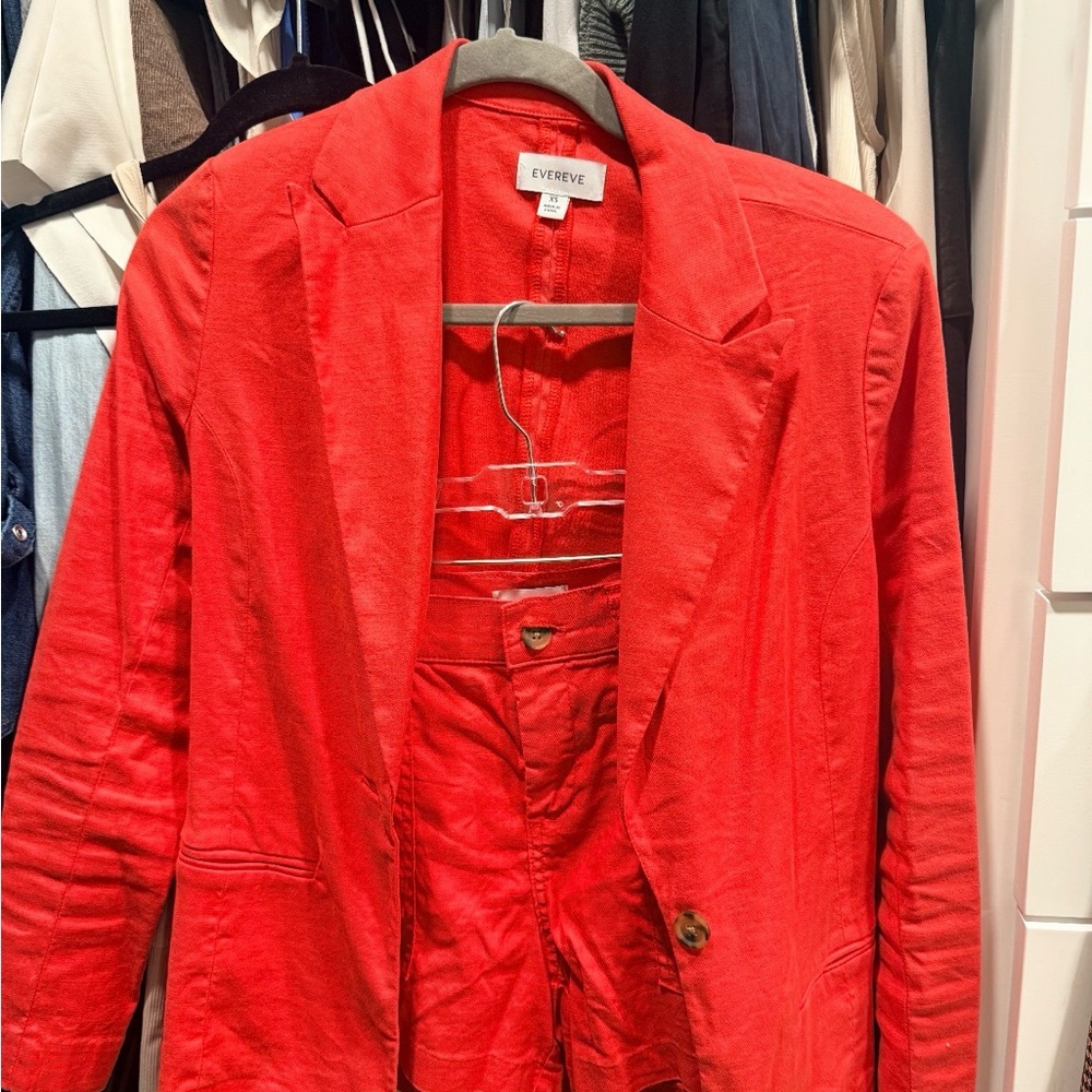 Evereve Vibrant pink linen blazer with matching shorts